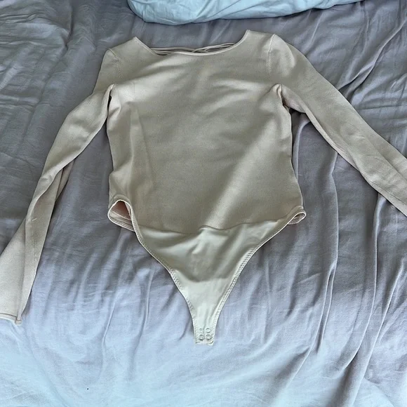 Intermix size small nude long sleeved thong bodysuit - Picture 3 of 5